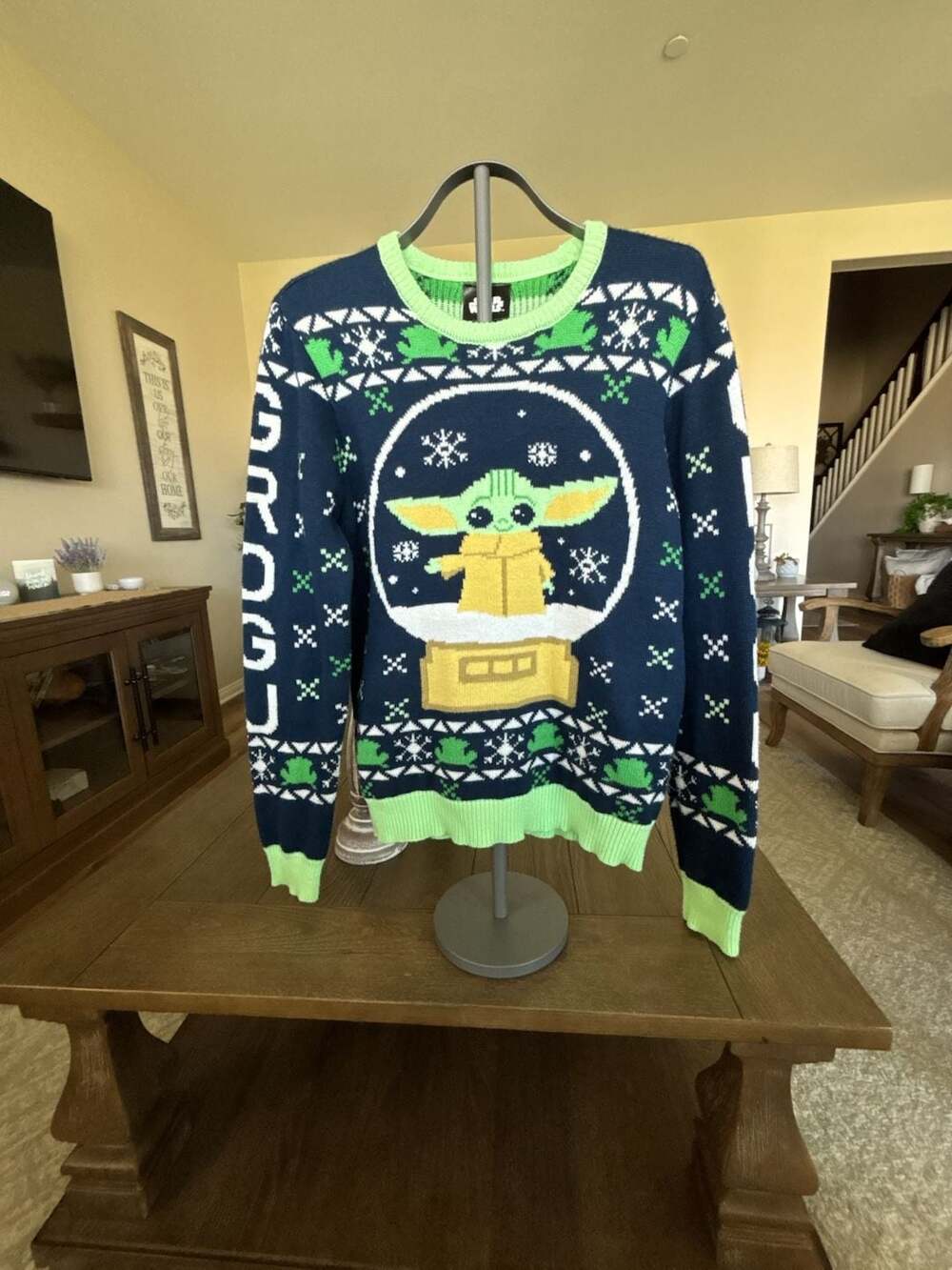 Star Wars The Mandalorian Grogu Snow Globe Holiday Sweater